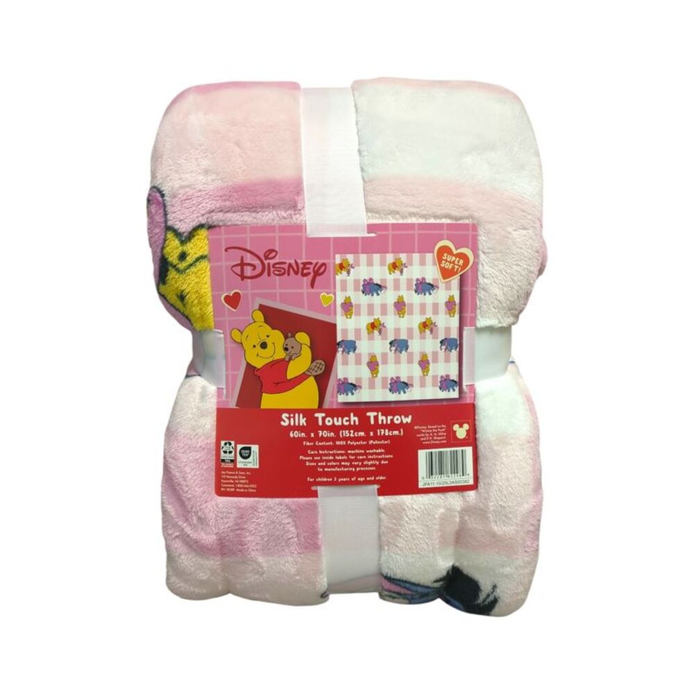 Valentines Pooh - Jay Franco Licensed Silk Touch Polyester Fleece Throw Blanket,